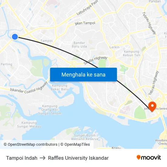 Tampoi Indah to Raffles University Iskandar map