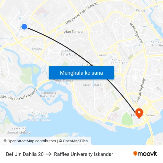Bef Jln Dahlia 20 to Raffles University Iskandar map