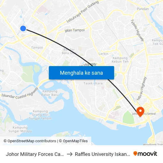 Johor Military Forces Camp to Raffles University Iskandar map