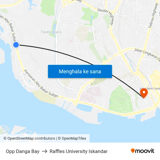 Opp Danga Bay to Raffles University Iskandar map