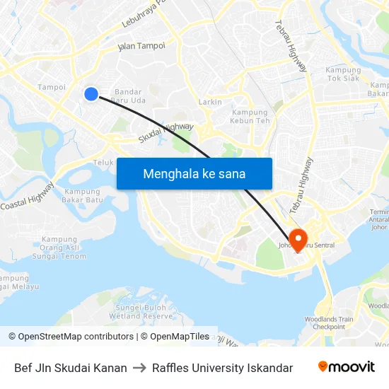 Bef Jln Skudai Kanan to Raffles University Iskandar map