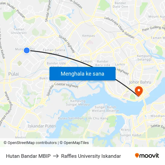 Hutan Bandar MBIP to Raffles University Iskandar map