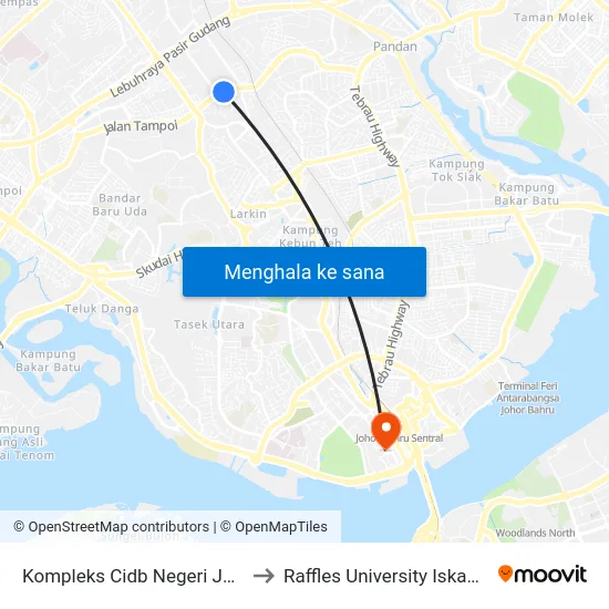Kompleks Cidb Negeri Johor to Raffles University Iskandar map