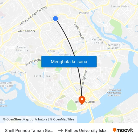 Shell Perindu Taman Gembira to Raffles University Iskandar map