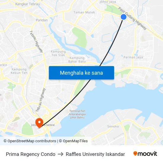 Prima Regency Condo to Raffles University Iskandar map