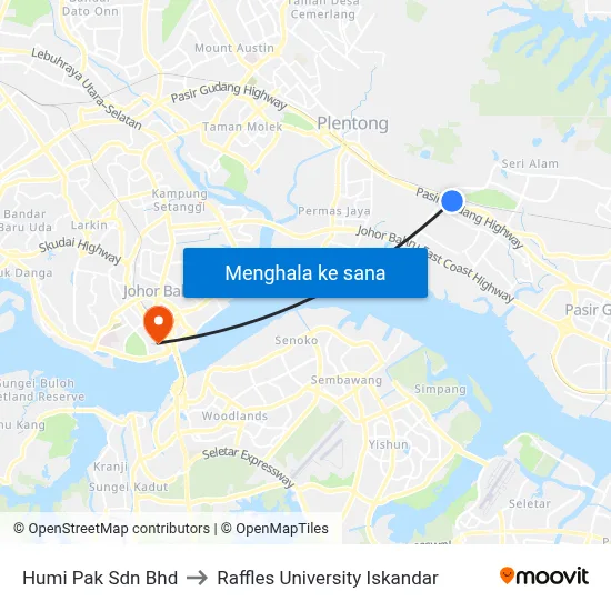 Humi Pak Sdn Bhd to Raffles University Iskandar map