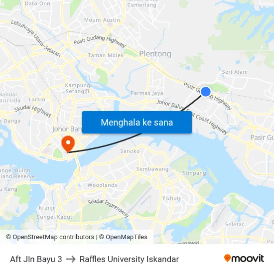 Aft Jln Bayu 3 to Raffles University Iskandar map