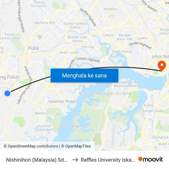 Nishinihon (Malaysia) Sdn Bhd to Raffles University Iskandar map