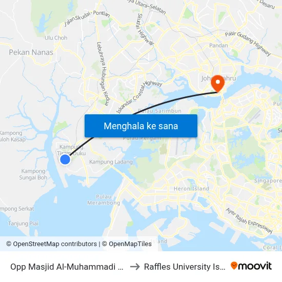 Opp Masjid Al-Muhammadi Pekajang to Raffles University Iskandar map