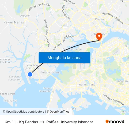 Km 11 - Kg Pendas to Raffles University Iskandar map