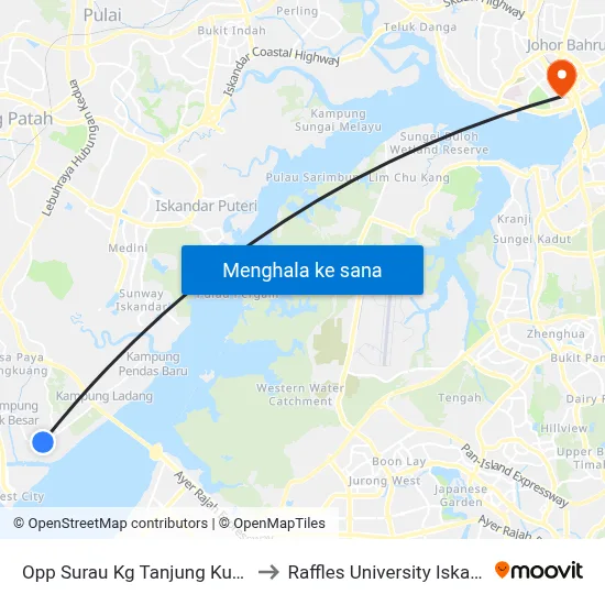 Opp Surau Kg Tanjung Kupang to Raffles University Iskandar map