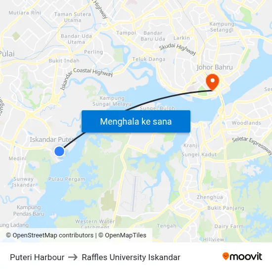 Puteri Harbour to Raffles University Iskandar map