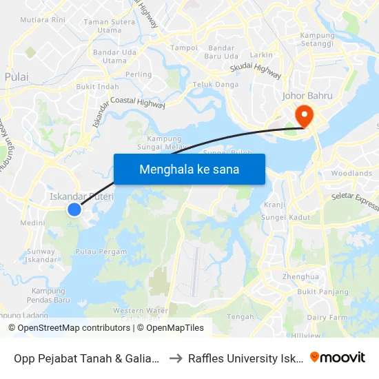 Opp Pejabat Tanah & Galian Johor to Raffles University Iskandar map