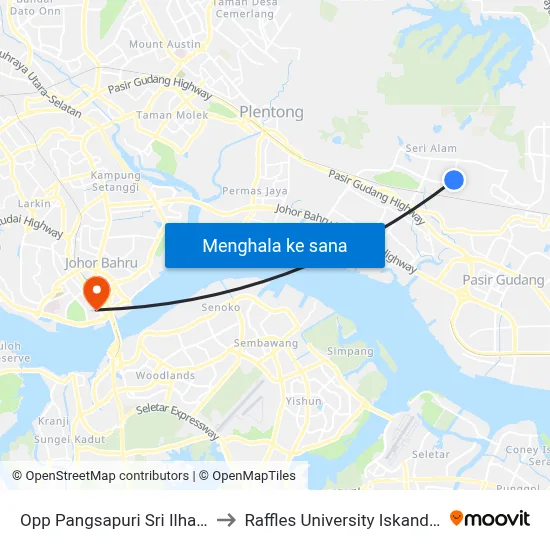Opp Pangsapuri Sri Ilham to Raffles University Iskandar map