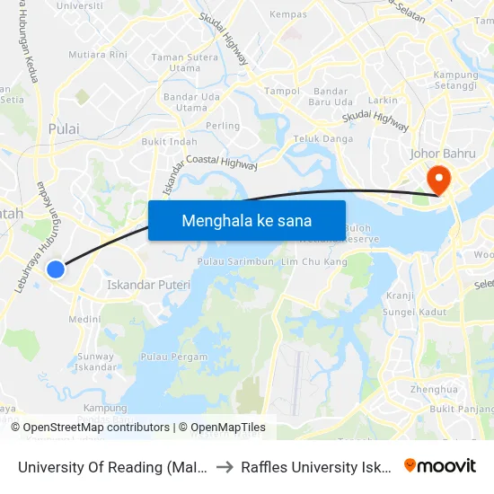 University Of Reading (Malaysia) to Raffles University Iskandar map