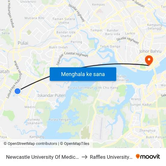 Newcastle University Of Medicine (Malaysia) to Raffles University Iskandar map
