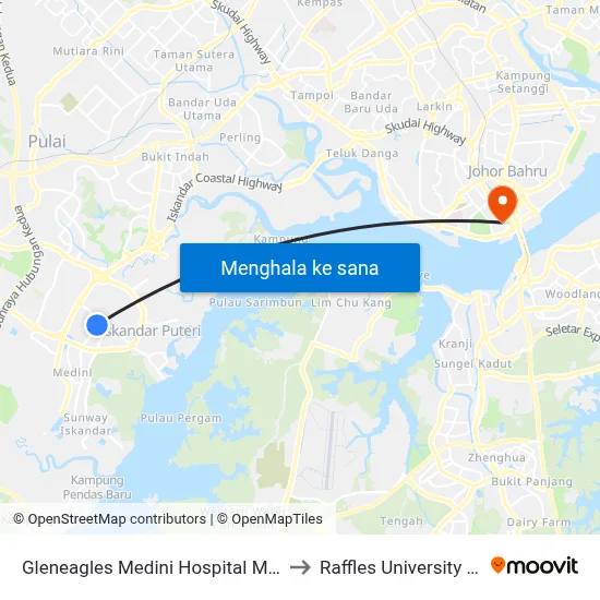 Gleneagles Medini Hospital Main Entrance to Raffles University Iskandar map