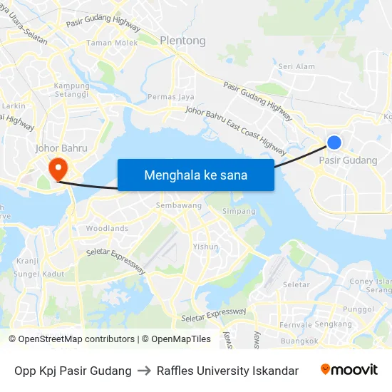Opp Kpj Pasir Gudang to Raffles University Iskandar map