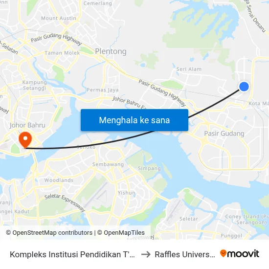 Kompleks Institusi Pendidikan T'Scientex Pasir Gudang to Raffles University Iskandar map