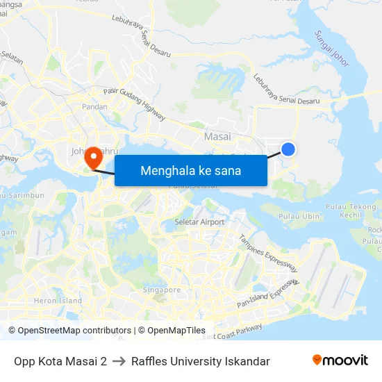 Opp Kota Masai 2 to Raffles University Iskandar map