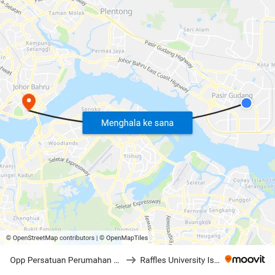 Opp Persatuan Perumahan Bukit Jati to Raffles University Iskandar map