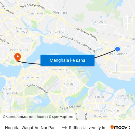 Hospital Waqaf An-Nur Pasir Gudang to Raffles University Iskandar map