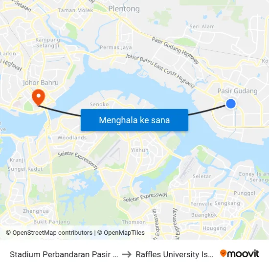Stadium Perbandaran Pasir Gudang to Raffles University Iskandar map