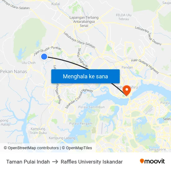 Taman Pulai Indah to Raffles University Iskandar map