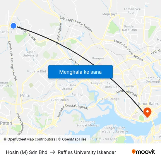 Hosin (M) Sdn Bhd to Raffles University Iskandar map