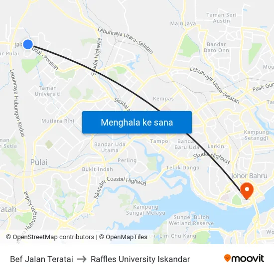 Bef Jalan Teratai to Raffles University Iskandar map