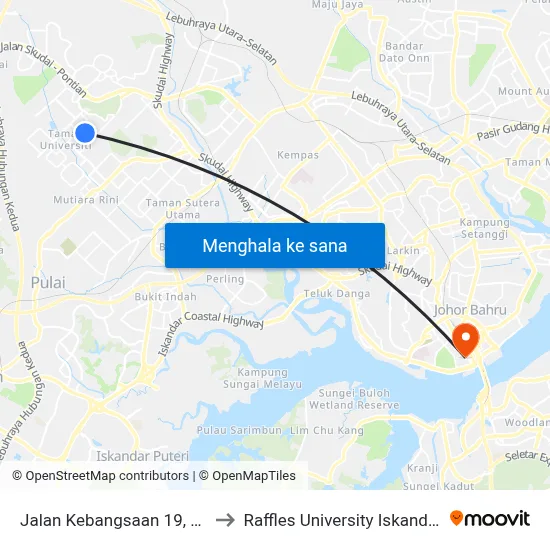 Jalan Kebangsaan 19, 58 to Raffles University Iskandar map
