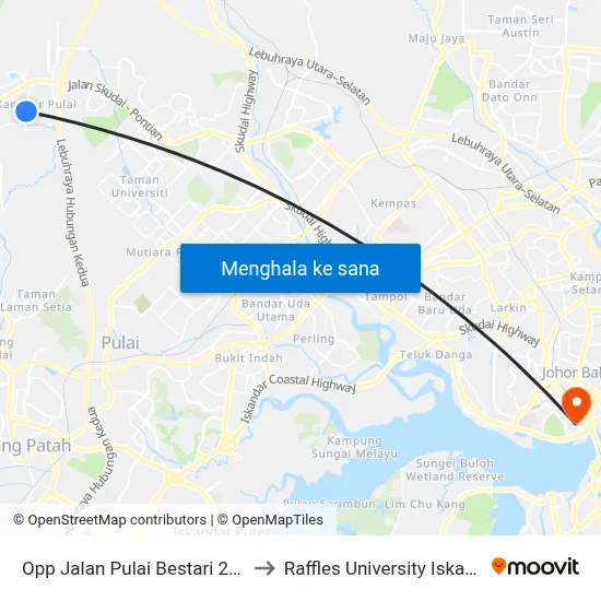 Opp Jalan Pulai Bestari 22 (2) to Raffles University Iskandar map