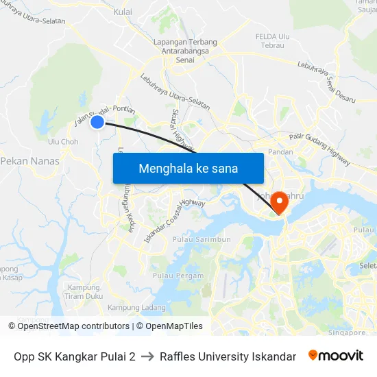 Opp SK Kangkar Pulai 2 to Raffles University Iskandar map