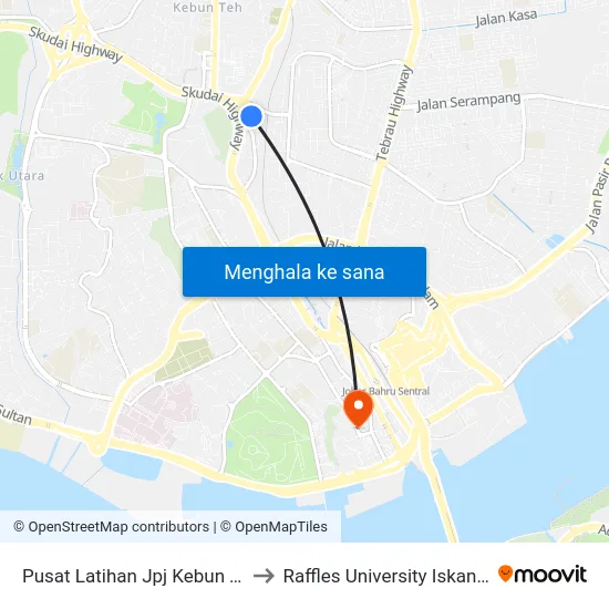 Pusat Latihan Jpj Kebun Teh to Raffles University Iskandar map
