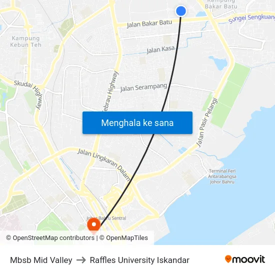 Mbsb Mid Valley to Raffles University Iskandar map