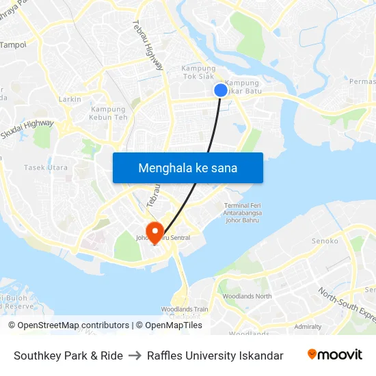 Southkey Park & Ride to Raffles University Iskandar map