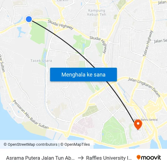 Asrama Putera Jalan Tun Abdul Razak to Raffles University Iskandar map