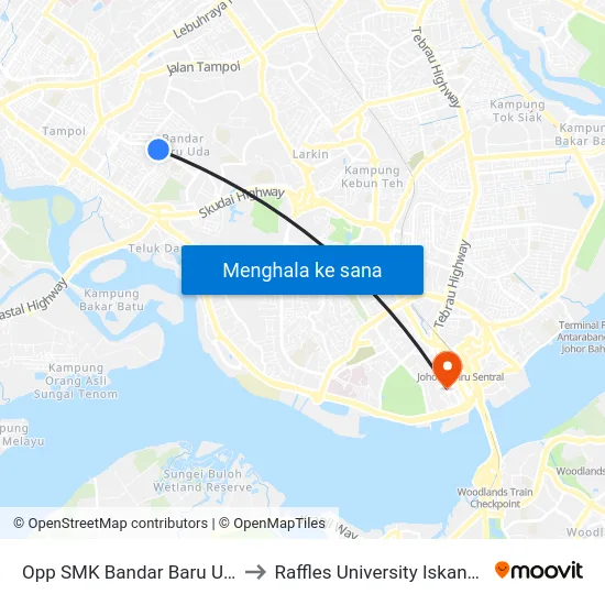 Opp SMK Bandar Baru Uda to Raffles University Iskandar map