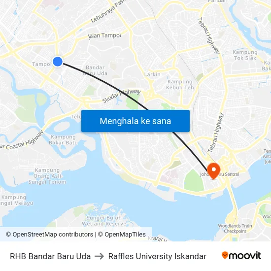 RHB Bandar Baru Uda to Raffles University Iskandar map