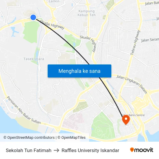Sekolah Tun Fatimah to Raffles University Iskandar map