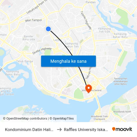 Kondominium Datin Halimah to Raffles University Iskandar map