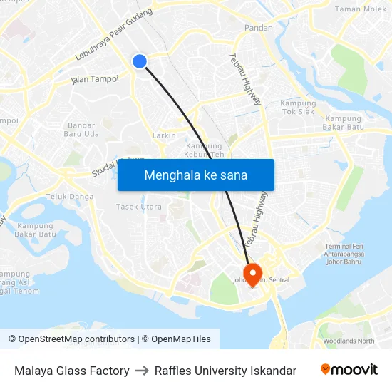 Malaya Glass Factory to Raffles University Iskandar map