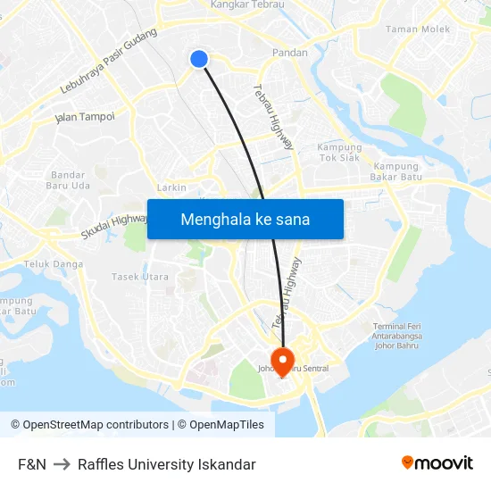 F&N to Raffles University Iskandar map