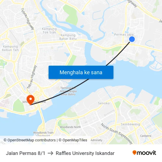 Jalan Permas 8/1 to Raffles University Iskandar map