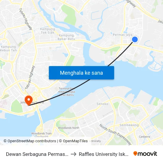 Dewan Serbaguna Permas Jaya to Raffles University Iskandar map