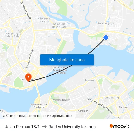 Jalan Permas 13/1 to Raffles University Iskandar map