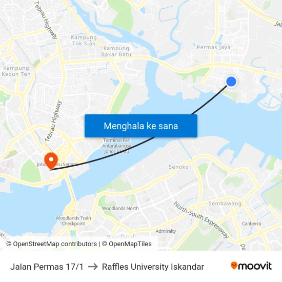 Jalan Permas 17/1 to Raffles University Iskandar map