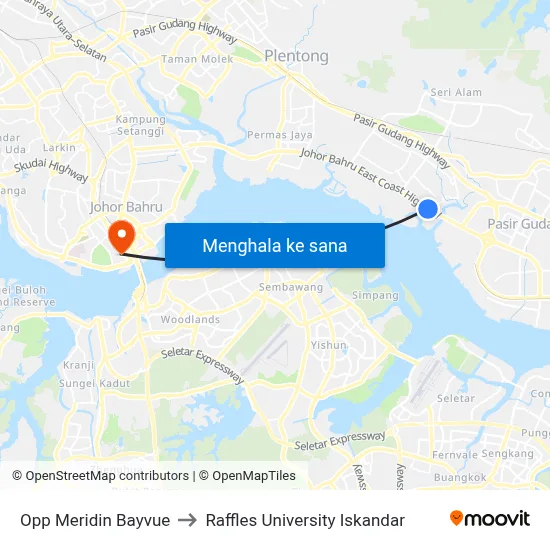 Opp Meridin Bayvue to Raffles University Iskandar map