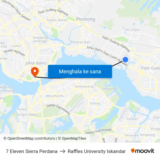 7 Eleven Sierra Perdana to Raffles University Iskandar map