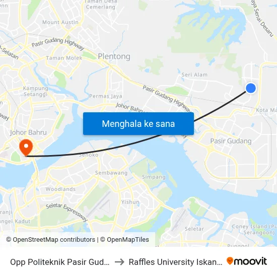 Opp Politeknik Pasir Gudang to Raffles University Iskandar map